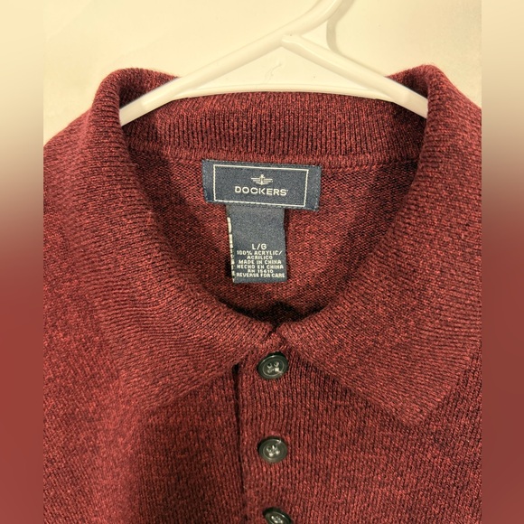 Dockers Size Large Maroon Men’s Argyle Button Sweater - Picture 3 of 14